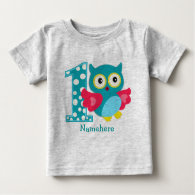 Customized First Birthday Owl Baby T-Shirt