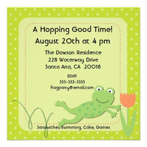Customized Frog Birthday Invites