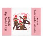 Customized Girl Sock Monkey 5x7 Invitations
