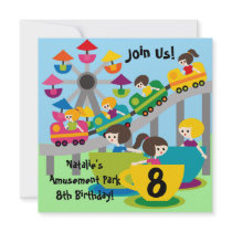 Customized Girls Amusement Park Birthday Invites