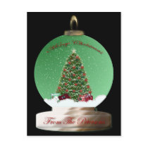 Customized Green Snow Globe Postcard