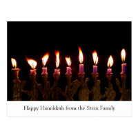 Customized Hanukkah Menorah Candles Holiday Card Postcard