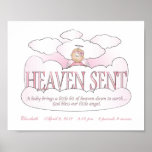 Customized Heaven Sent Angel Girls Room Wall Art Poster
