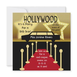 Customized Hollywood Glamour Birthday Invitation invitation