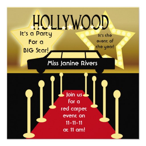 Customized Hollywood Glamour Birthday Invitation