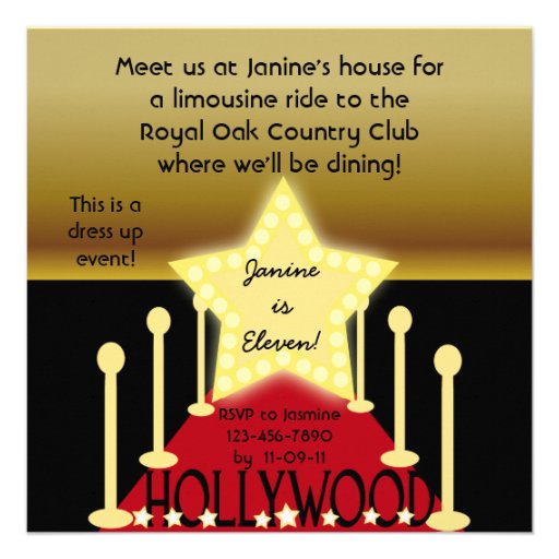 Customized Hollywood Glamour Birthday Invitation