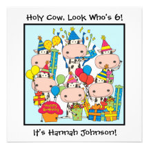 Customized Holy Cow Birthday Invitations