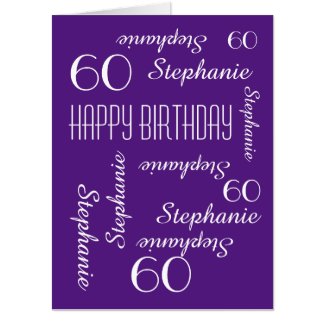 Customized JUMBO HUGE Purple Birthday Card Any Age