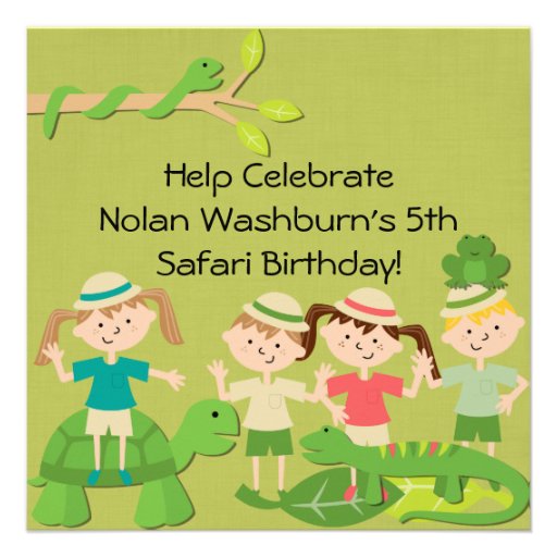 Customized Kids Safari Birthday Invites