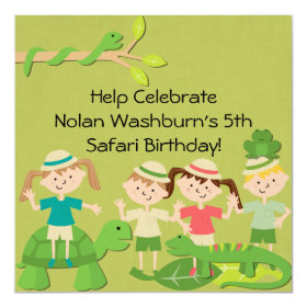 Customized Kids Safari Birthday Invites 5.25