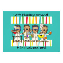 Customized Monkey Science Birthday Invitations