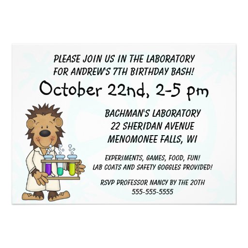 Customized Monkey Science Birthday Invitations
