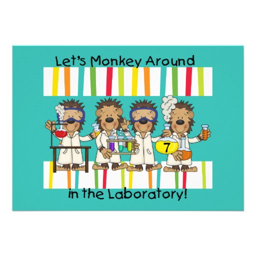 Customized Monkey Science Birthday Invitations