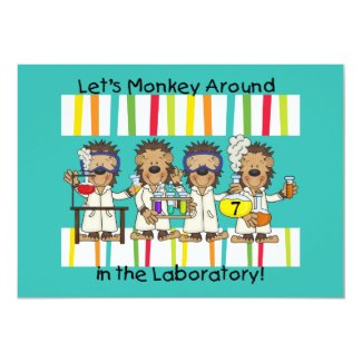 Customized Monkey Science Birthday Invitations