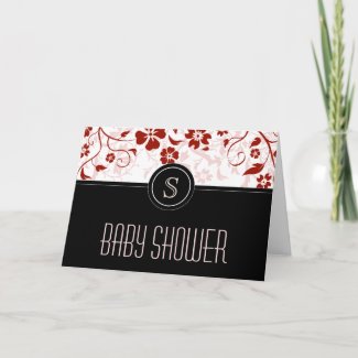 Customized Monogram Baby Shower Invitation Black Card