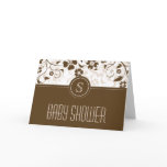 Customized Monogram Baby Shower Invitation Brown cards