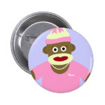 Customized Name or Monogram Sock Monkey Girl Pin