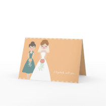 Customized Orange-Teal Be My Bridesmaid Cards cards