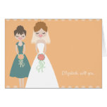 Customized Orange-Teal Be My Bridesmaid Cards