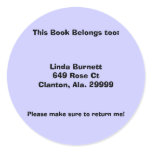 Customized Personalized Book Labels Round Sticker