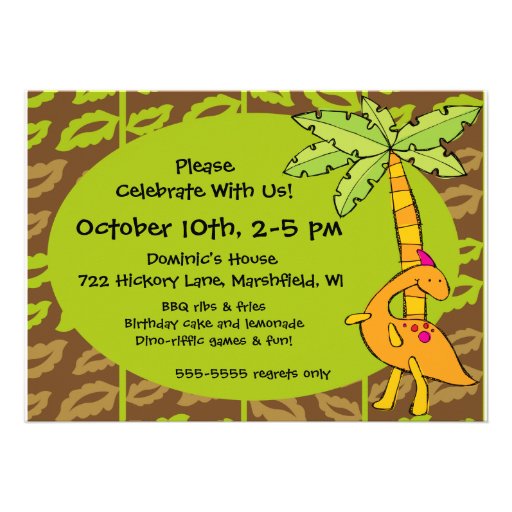 Customized Photo Dinosaur Birthday Invitation