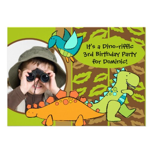 Customized Photo Dinosaur Birthday Invitation