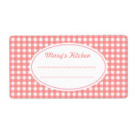 Customized Pink Gingham Kitchen Labels