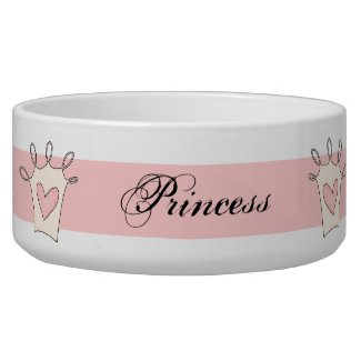Customized Pink Princess Dog Bowl