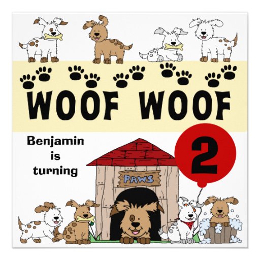 Customized Puppy Dog Birthday Invitations