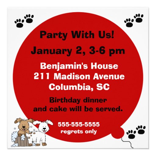 Customized Puppy Dog Birthday Invitations