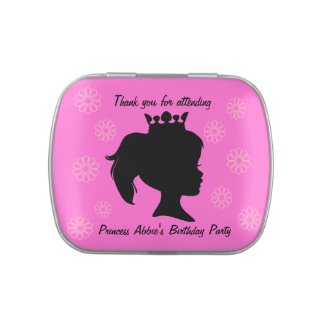 Customized Silhouette Princess Birthday Candy Tin