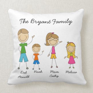 Customized Stick Figure Family MOJO Pillow throwpillow