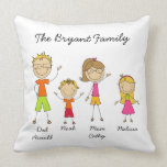 Customized Stick Figure Family MOJO Pillow