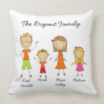 Customized Stick Figure Family MOJO Pillow