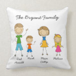Customized Stick Figure Family MOJO Pillow