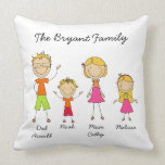 Customized Stick Figure Family MOJO Pillow