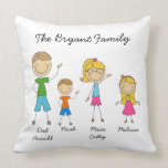 Customized Stick Figure Family MOJO Pillow