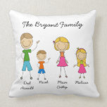 Customized Stick Figure Family MOJO Pillow