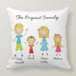 Customized Stick Figure Family MOJO Pillow