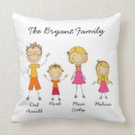 Customized Stick Figure Family MOJO Pillow