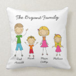 Customized Stick Figure Family MOJO Pillow