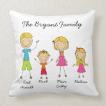 Customized Stick Figure Family MOJO Pillow
