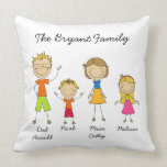 Customized Stick Figure Family MOJO Pillow