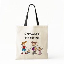 Customized Stick Figure Kids Family Tote Bag bags