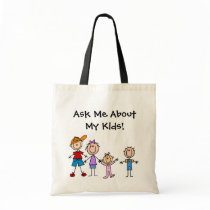 Customized Stick Figure Kids Family Tote Bag