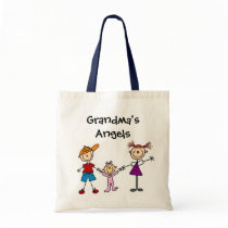 Customized Stick Figure Kids Family Tote Bag bags