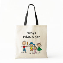 Customized Stick Figure Kids Family Tote Bag