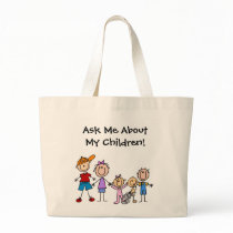Customized Stick Figure Kids Family Tote Bag bags