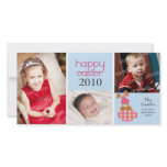 Customized Sweet Happy Easter 3-Photo Card: blue