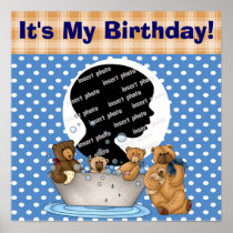 Customized Teddy Bear Birthday Poster posters
